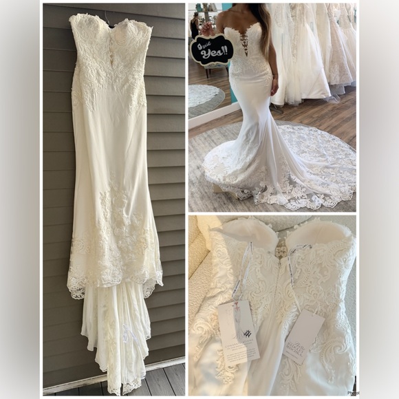 Badgley Mischka Autumn‎ (16097A) Ivory Bridal Wedding Dress, SZ 14, Retail $2000 - Picture 1 of 17